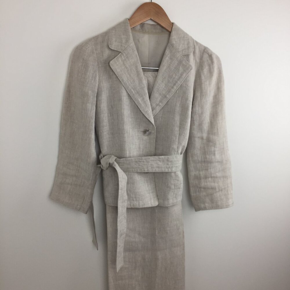 Teenflo 2pcs Linen Wide Leg Pant Suit sz 6 -  Biscuit